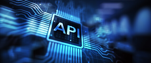 API - Application Programming Interface, software development tool, information technology and business concept.