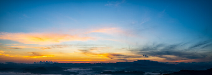 Wall Mural - panoramic beautiful sunrise sky with clouds.