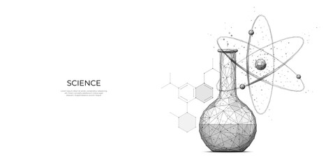 Wall Mural - chemistry science concept isolated on white background. chemical glass tube with atom symbol and sci