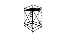 Scaffolding Emblem, Black Isolated Silhouette