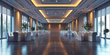Fototapeta  - Elegant empty big Banquet Hall. Luxurious empty banquet hall with glossy floors.