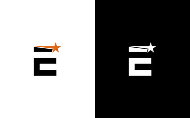 Letter E With Star Logo Design Template