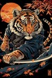 Ai tigre in stile pittura illustrazione giapponese 04