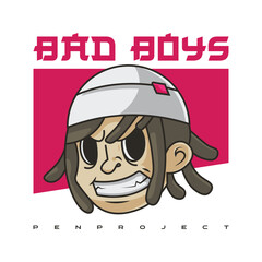 Wall Mural - bad boys design poster, bad boys head character logo