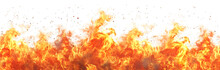 Vibrant, Intense Fire With Dynamic Flames And Heat Waves Against A Stark, Isolated On A White Backdrop
