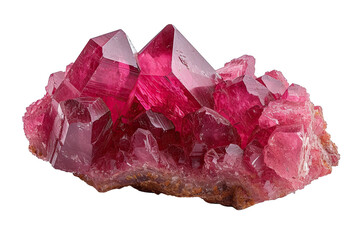 Wall Mural - Red, pink polycrystal, crystal, isolated photo of a magic stone. Geological exhibit of the museum