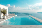 Fototapeta  - Large private pool by the ocean in a beautiful villa