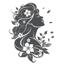 Logo Of A Woman And Flowers, Aromatherapy, Nature, Care, Health. Logo D'une Femme Et Des Fleurs, Aromathérapie, Nature, Soin, Santé.