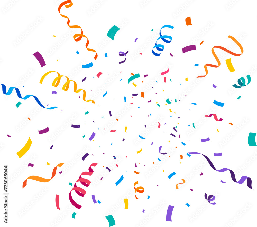 Exploding Ribons Clip Art Birthday party confetti background, festive ribbons and streamer paper ...