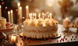 birthday cake with candles, wedding gift, wedding birthday, valentine's day cake, white birthday cake, fancy, gold, candles, luxury, chocolate, sugar and candies, candles, sweet, Generative AI 