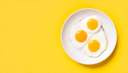 Canvas Print - fried eggs isolated in yellow