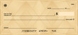 Blank golden bank check or checkbook cheque template, vector background. Money payment book cheque or paycheck with guilloche pattern, payment coupon layout with golden frame for bank voucher bill