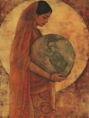 Earth day background poster, Mother earth wallpaper, Ecology concept art, go green, eco system, planet, pregnant