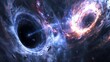 © Worrapol - Moment of collision of two supermassive black holes, debris flung into deep space, an ethereal being skimming along the accretion disc