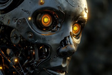 Wall Mural - An image of a robot with yellow eyes