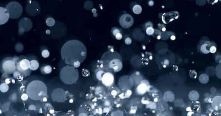 Wall Mural - slow motion macro of floating micro particles molecules in liquid are analyzed with microscope by ch