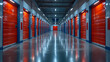 © Yi_Studio - Corridor of red rental self storage unit
