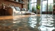 Home floor submerged in water, highlighting water damage and potential issues