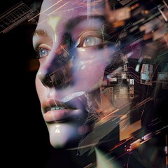Wall Mural - artificial intelligence, integration, computer, android, mechanical robot