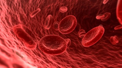 Red blood cells flowing in a vessel