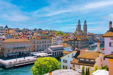 Canvas Print - Aerial view of downtown Zurich, Switzerland