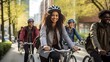 © Tremens Productions - A group of diverse people biking through a downtown