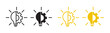 creative innovation vector icon set. technology idea lightbulb and gear sign concept. solution light bulb sign. 