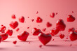 3d background with red hearts of various sizes on pin