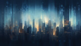 Fototapeta Miasto - Midnight Skyline with Cityscape Night Dreams