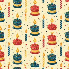 Wall Mural - simple seamless birthday themed pattern