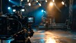 © Sasint - VDO camera record crane production multimedia cinema on studio with spot light to stage for entertainment industry.