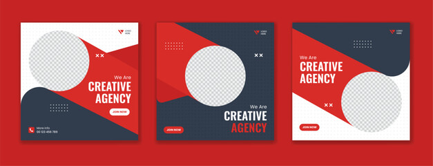 Wall Mural - Modern business social media post template, editable square post bundle, set of minimal corporate online carousel