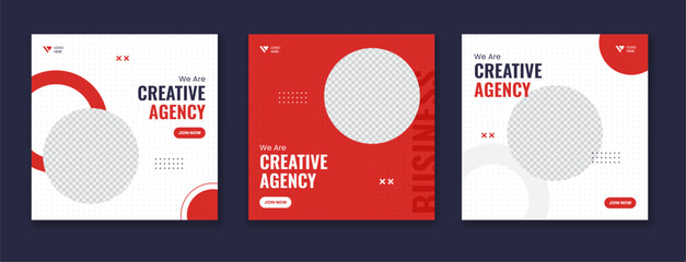 Wall Mural - Modern business social media post template, editable square post bundle, set of minimal corporate online carousel