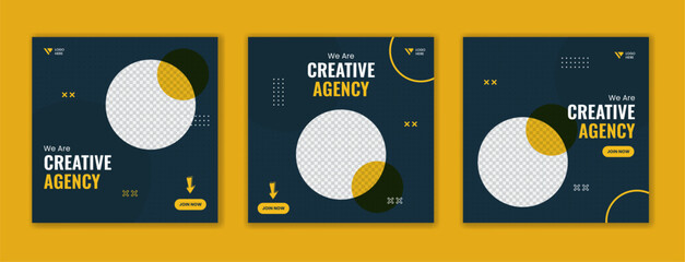 Wall Mural - Modern business social media post template, editable square post bundle, set of minimal corporate online carousel