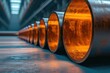 industry, Visuals of the application of rust-resistant coatings on steel pipes, emphasizing longevity and protection against environmental elements