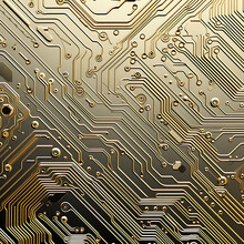 A Gold Circuit Board Background In