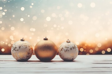 Abstract Festive Christmas Decoration with Glittering Ornament and Beautifully Defocused Lights