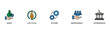 © Icon Set - Asset management banner web icon vector illustration concept with icon of asset, life cycle, system, responsible and governance