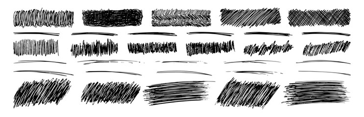 Canvas Print - Set of rectangle scribble smears drawn with pen