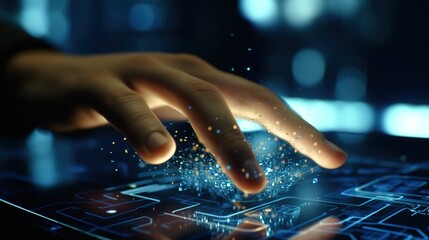 businessman touching screen working of Artificial Intelligence in the futuristic business
