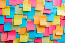 Colorful Abstract Background Pattern Of Empty Sticky Notes, Colorful Set Of Blank Sticky Notes Stick On The Wall, Colorful Empty Blank Sticky Notes Pasted On An Office Notice Board, Blank Note Paper