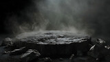an image of a circular rocky platform in a dark place
