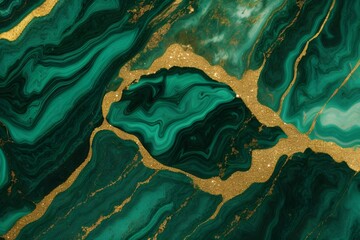 Wall Mural - Abstract Background. Turquoise, Green And Gold Marble.