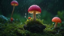 Dripping Mushroom In Forest