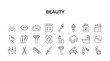 editable outline icons set. thin line icons from beauty collection. linear icons such as women waist, big makeup box, makeup brush, comb, massage, eye shadow