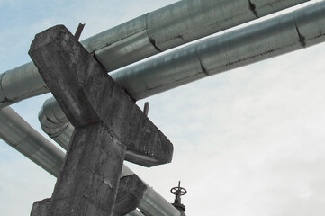 pipeline against a blue sky background view from below