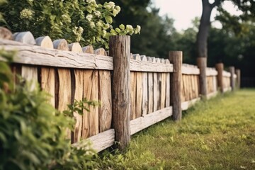 Canvas Print - A wooden fence standing in the middle of a peaceful grassy field. Perfect for nature, rural, or countryside-themed designs