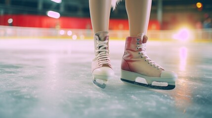 Poster - A person standing on top of an ice rink. Suitable for winter sports and recreational activities