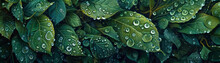 Green Leaf Banner Background Wallpaper. Water Drops