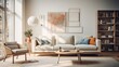 © antusher - A beautiful canvas frame 3D mockup in modern living room